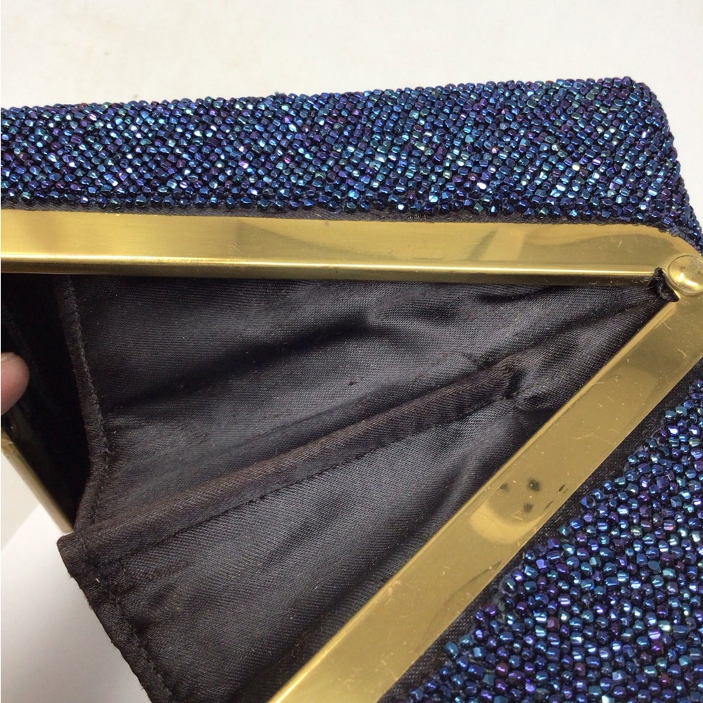 Vintage 1940’s Du Bonnette Elegant Blue glass Beaded evening Bag - Picture 8 of 13